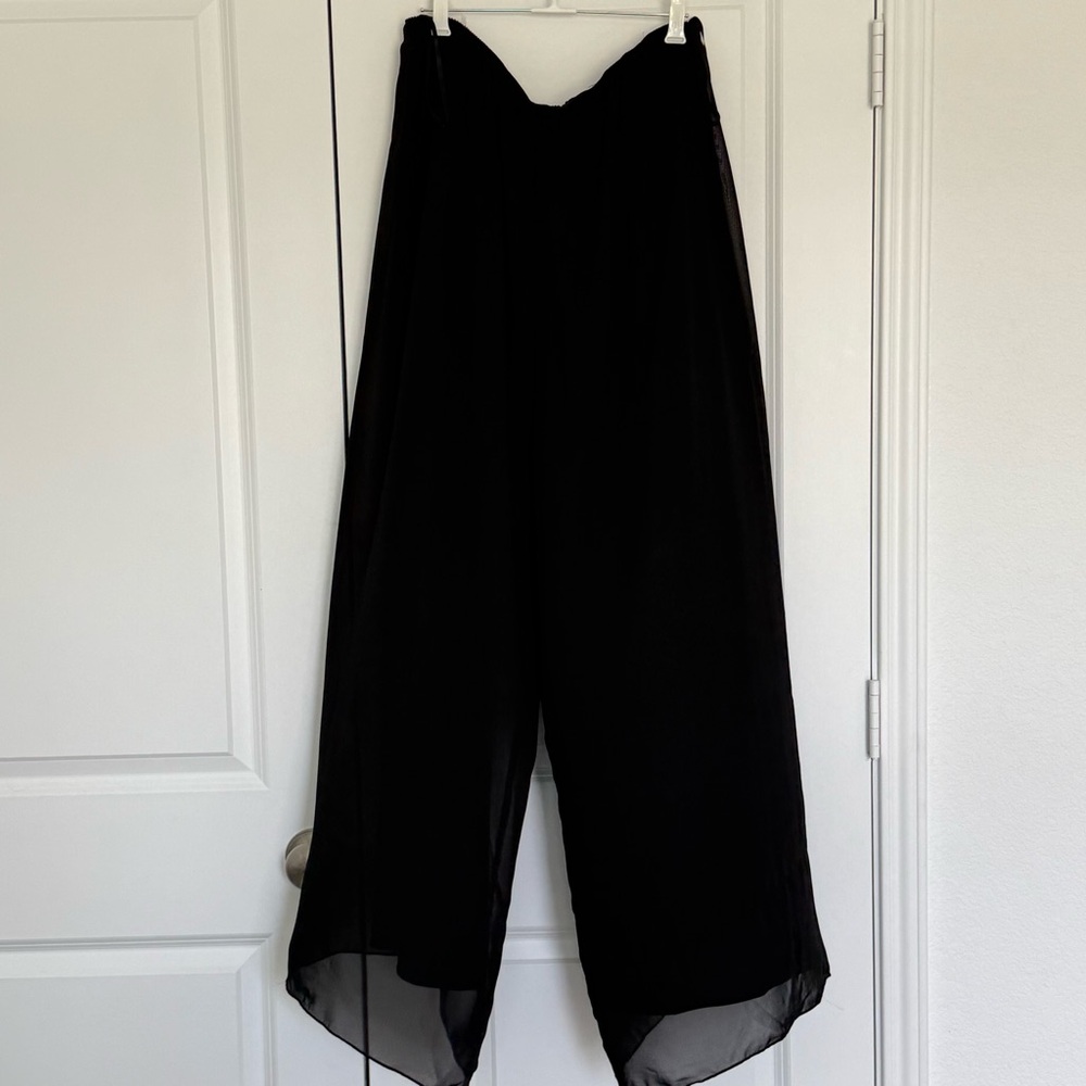 Alex Evenings Sheer Flowy Black Wide Leg pull on Pants 2X